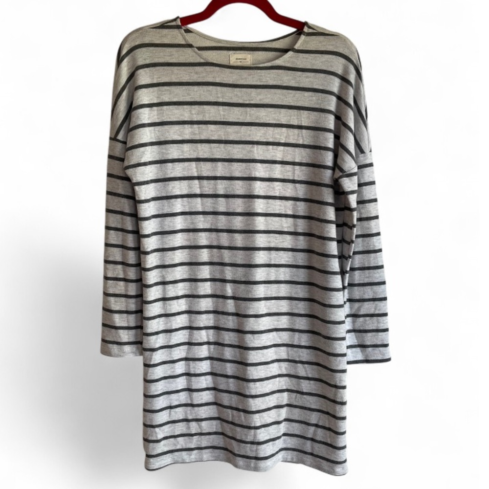 Billabong Gray Striped Knit Tee Shirt Dress Size M